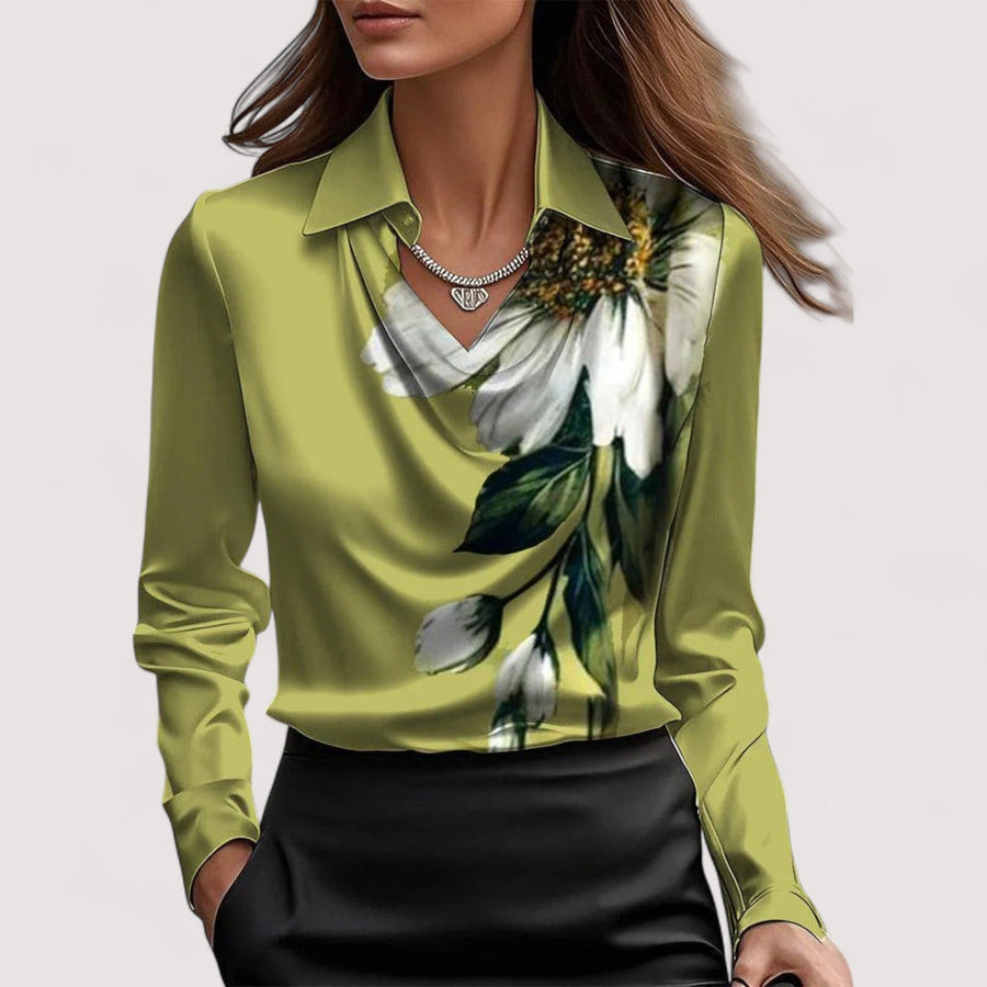 Charlotte – Elegantna Satenska Bluza s V-Izrezom