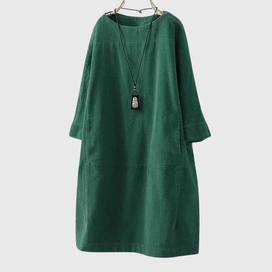 Grace | Robe Midi en Velours Côtelé Détendue