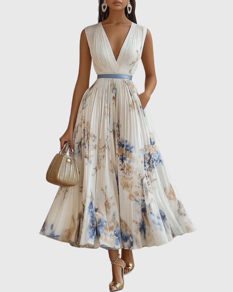 Rowella - Elegantna Plisirane Maxi Haljina