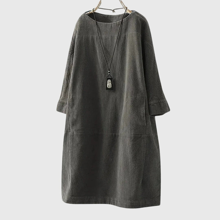 Grace | Robe Midi en Velours Côtelé Détendue