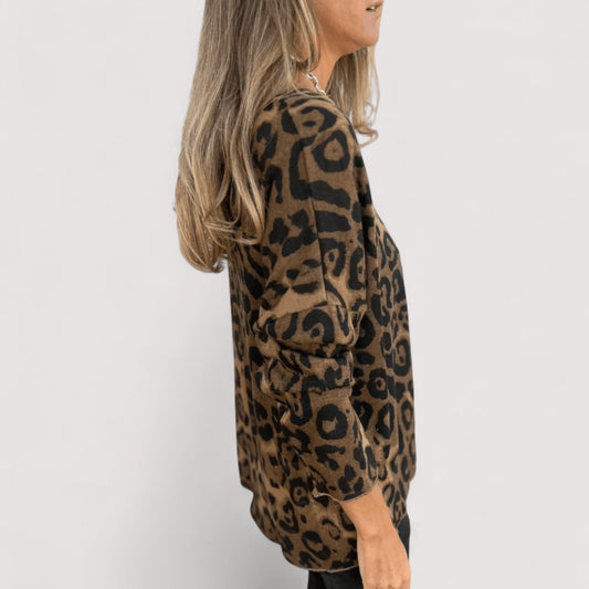 Zlata – Ležerna ženska majica s leopardim uzorkom