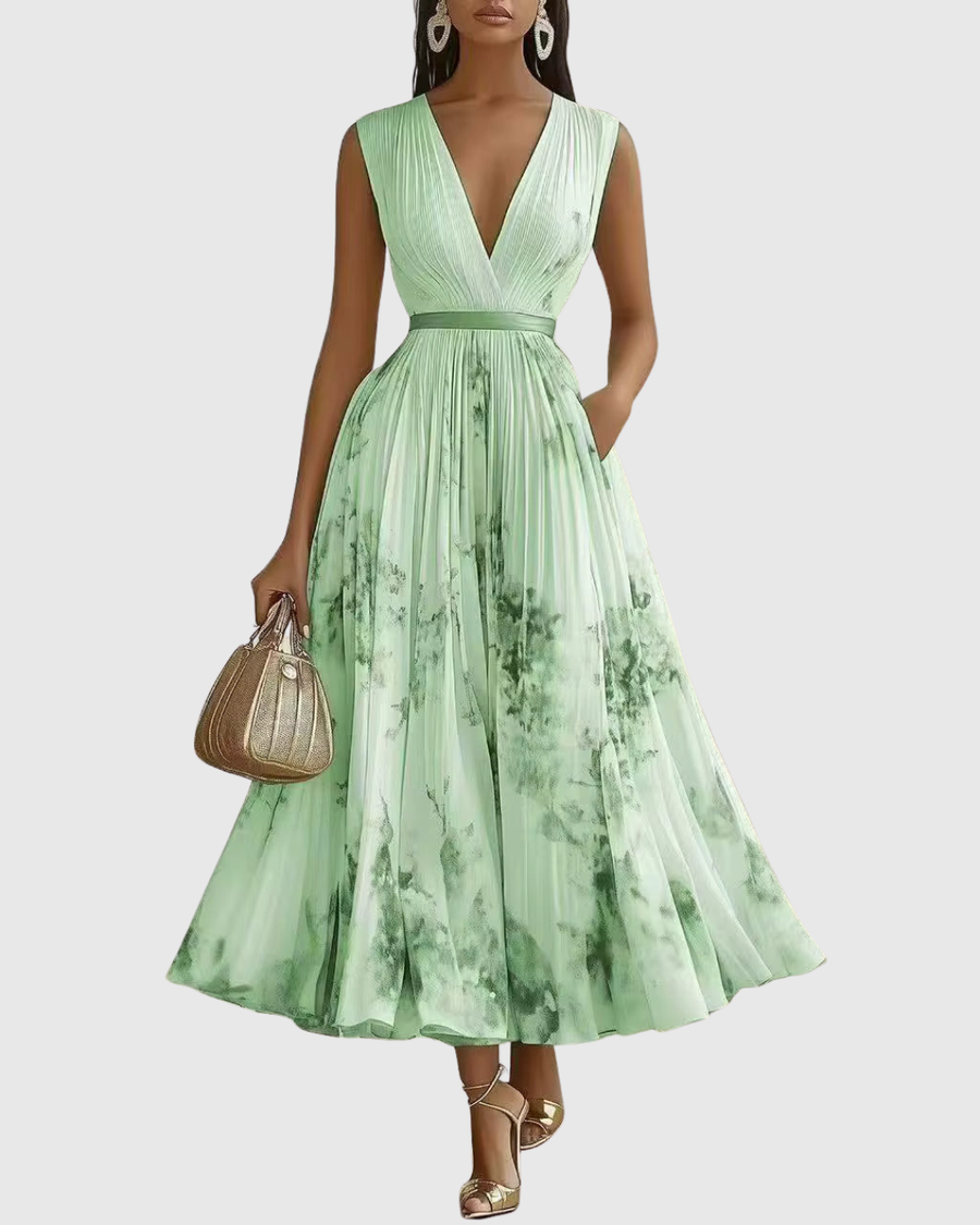 Rowella - Elegantna Plisirane Maxi Haljina
