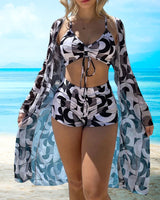Joëlle – Trodijelni bikini komplet s uzorkom