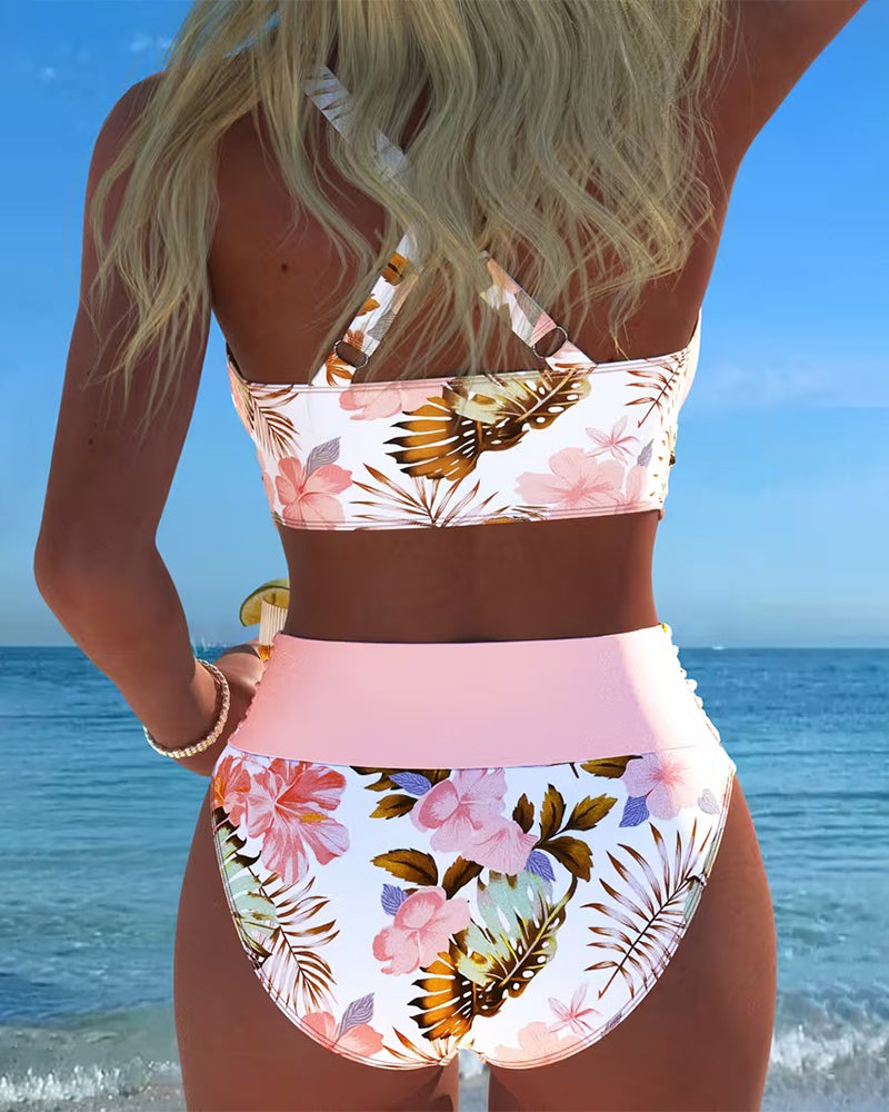 Clémence – Kontrastni cvjetni bikini s prorezom