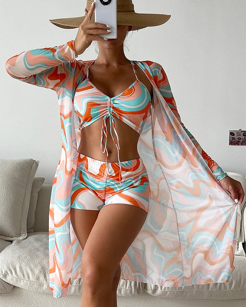 Joëlle – Trodijelni bikini komplet s uzorkom
