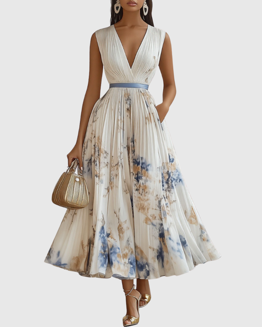 Rowella - Elegantna Plisirane Maxi Haljina