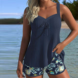 Aurélie – Prugasti tankini s plažnim šorcem