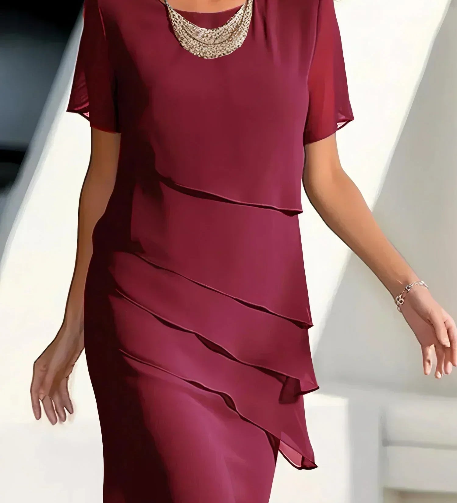 Aria - Vječna Chiffon Haljina s Raskošnim Naborima