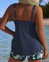 Aurélie – Prugasti tankini s plažnim šorcem
