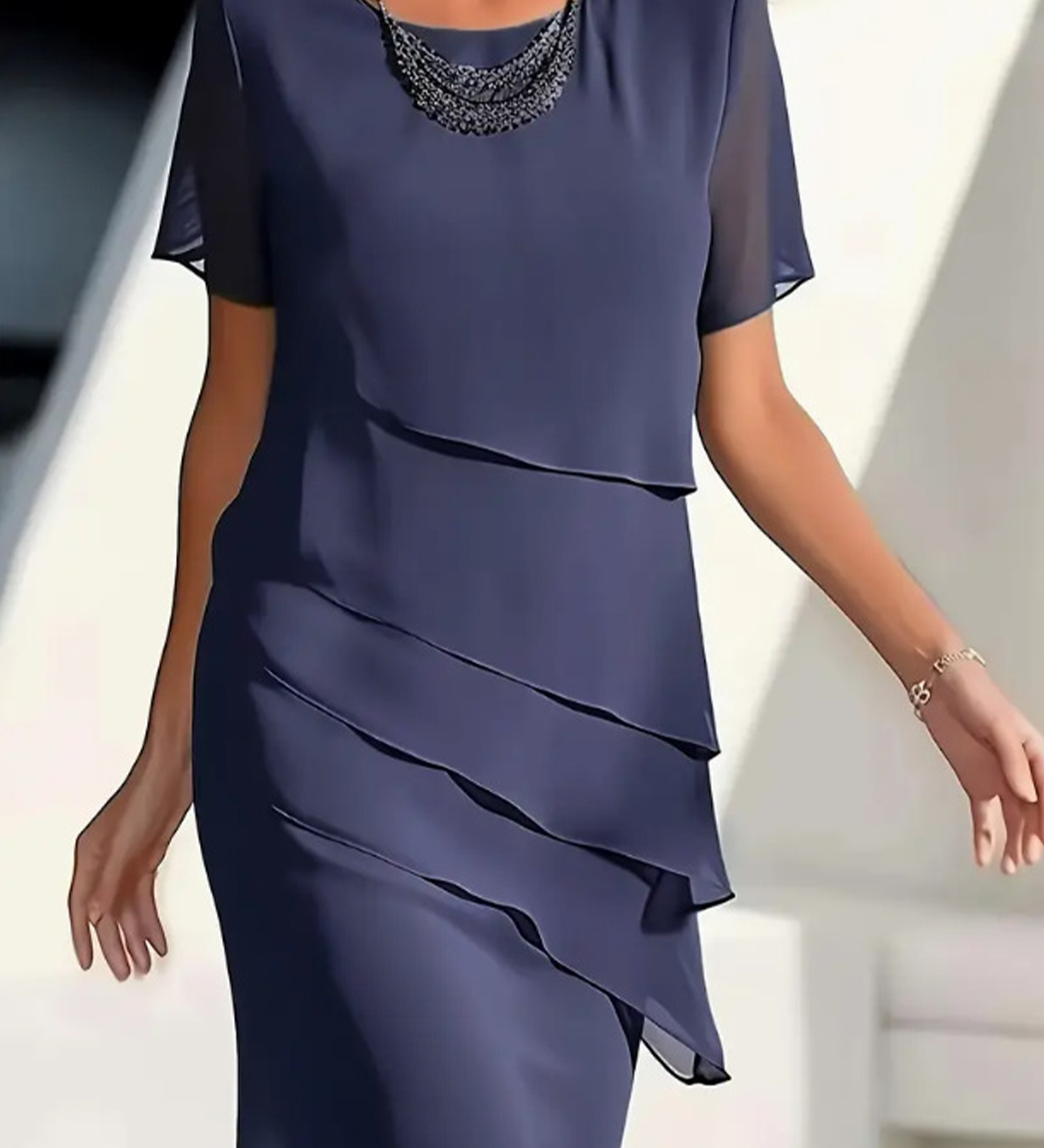 Aria - Vječna Chiffon Haljina s Raskošnim Naborima