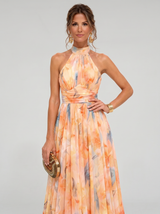 Aurora – Halter Midi Haljina s Akvarelnim Printom