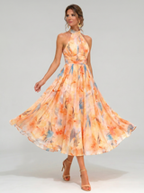 Aurora – Halter Midi Haljina s Akvarelnim Printom